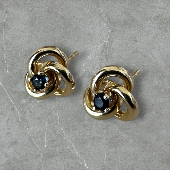 14k Solid Gold Spinel Knot Stud Earrings - Picture 11 of 13
